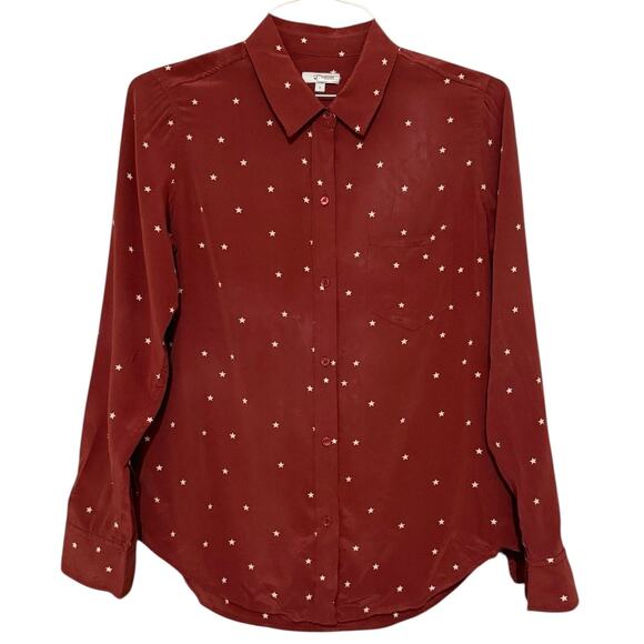 Rails Kate Blouse Small Burgundy Merlot Star Print Button Up Blouse Shirt Top - Picture 1 of 9